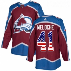 Youth Adidas Colorado Avalanche 41 Nicolas Meloche Authentic Burgundy Red USA Flag Fashion NHL Jersey 