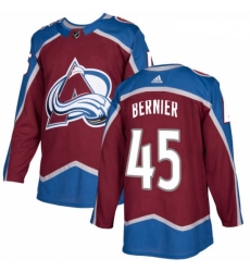 Youth Adidas Colorado Avalanche 45 Jonathan Bernier Authentic Burgundy Red Home NHL Jersey 