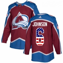 Youth Adidas Colorado Avalanche 6 Erik Johnson Authentic Burgundy Red USA Flag Fashion NHL Jersey 