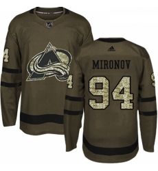 Youth Adidas Colorado Avalanche 94 Andrei Mironov Authentic Green Salute to Service NHL Jersey 