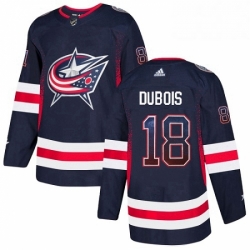 Mens Adidas Columbus Blue Jackets 18 Pierre Luc Dubois Authentic Navy Blue Drift Fashion NHL Jersey 