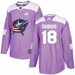 Mens Adidas Columbus Blue Jackets 18 Pierre Luc Dubois Authentic Purple Fights Cancer Practice NHL Jersey 