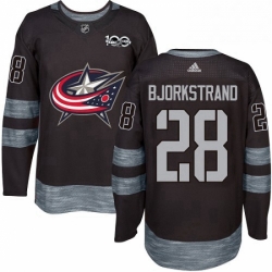 Mens Adidas Columbus Blue Jackets 28 Oliver Bjorkstrand Premier Black 1917 2017 100th Anniversary NHL Jersey 