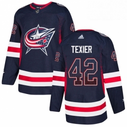 Mens Adidas Columbus Blue Jackets 42 Alexandre Texier Authentic Navy Blue Drift Fashion NHL Jersey 