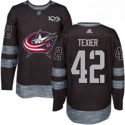 Mens Adidas Columbus Blue Jackets 42 Alexandre Texier Premier Black 1917 2017 100th Anniversary NHL Jersey 