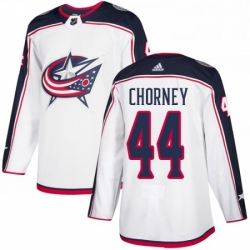 Mens Adidas Columbus Blue Jackets 44 Taylor Chorney Authentic White Away NHL Jersey 