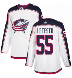 Mens Adidas Columbus Blue Jackets 55 Mark Letestu Authentic White Away NHL Jersey 