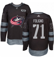 Mens Adidas Columbus Blue Jackets 71 Nick Foligno Premier Black 1917 2017 100th Anniversary NHL Jersey 