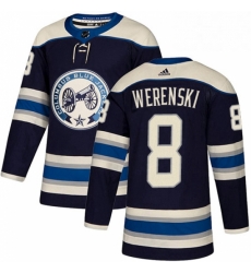 Mens Adidas Columbus Blue Jackets 8 Zach Werenski Authentic Navy Blue Alternate NHL Jersey 