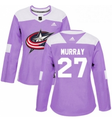 Womens Adidas Columbus Blue Jackets 27 Ryan Murray Authentic Purple Fights Cancer Practice NHL Jersey 