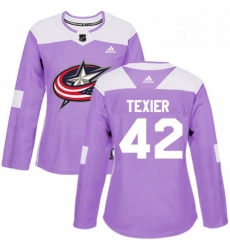 Womens Adidas Columbus Blue Jackets 42 Alexandre Texier Authentic Purple Fights Cancer Practice NHL Jersey 