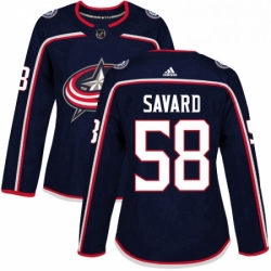 Womens Adidas Columbus Blue Jackets 58 David Savard Premier Navy Blue Home NHL Jersey 