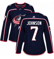 Womens Adidas Columbus Blue Jackets 7 Jack Johnson Premier Navy Blue Home NHL Jersey 