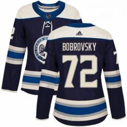 Womens Adidas Columbus Blue Jackets 72 Sergei Bobrovsky Authentic Navy Blue Alternate NHL Jersey 