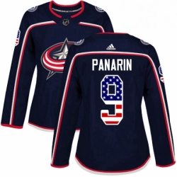 Womens Adidas Columbus Blue Jackets 9 Artemi Panarin Authentic Navy Blue USA Flag Fashion NHL Jersey 