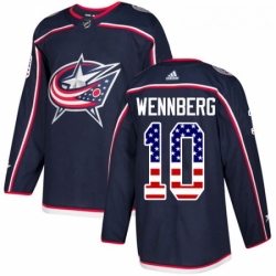 Youth Adidas Columbus Blue Jackets 10 Alexander Wennberg Authentic Navy Blue USA Flag Fashion NHL Jersey 