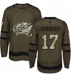 Youth Adidas Columbus Blue Jackets 17 Brandon Dubinsky Premier Green Salute to Service NHL Jersey 