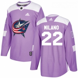 Youth Adidas Columbus Blue Jackets 22 Sonny Milano Authentic Purple Fights Cancer Practice NHL Jersey 