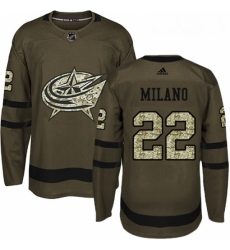 Youth Adidas Columbus Blue Jackets 22 Sonny Milano Premier Green Salute to Service NHL Jersey 