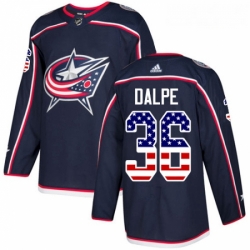 Youth Adidas Columbus Blue Jackets 36 Zac Dalpe Authentic Navy Blue USA Flag Fashion NHL Jersey 