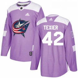 Youth Adidas Columbus Blue Jackets 42 Alexandre Texier Authentic Purple Fights Cancer Practice NHL Jersey 