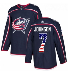 Youth Adidas Columbus Blue Jackets 7 Jack Johnson Authentic Navy Blue USA Flag Fashion NHL Jersey 