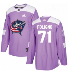 Youth Adidas Columbus Blue Jackets 71 Nick Foligno Authentic Purple Fights Cancer Practice NHL Jersey 