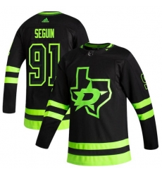 Men Dallas Stars 91 Tyler Seguin Black Adidas 2020 21 Reverse Retro Alternate NHL Jersey