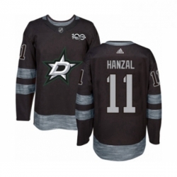 Mens Adidas Dallas Stars 11 Martin Hanzal Authentic Black 1917 2017 100th Anniversary NHL Jersey 