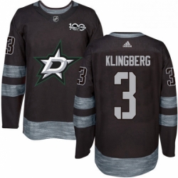 Mens Adidas Dallas Stars 3 John Klingberg Authentic Black 1917 2017 100th Anniversary NHL Jersey 