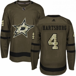 Mens Adidas Dallas Stars 4 Craig Hartsburg Premier Green Salute to Service NHL Jersey 