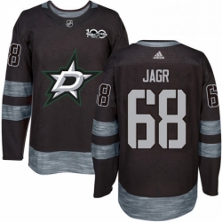 Mens Adidas Dallas Stars 68 Jaromir Jagr Authentic Black 1917 2017 100th Anniversary NHL Jersey 