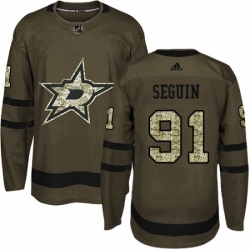 Mens Adidas Dallas Stars 91 Tyler Seguin Premier Green Salute to Service NHL Jersey 