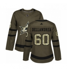 Womens Adidas Dallas Stars 60 Ty Dellandrea Authentic Green Salute to Service NHL Jersey 