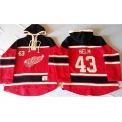 Detroit Red Wings 43 Darren Helm Red Sawyer Hooded Sweatshirt Stitched NHL Jersey