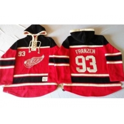 Detroit Red Wings 93 Johan Franzen Red Sawyer Hooded Sweatshirt Stitched NHL Jersey