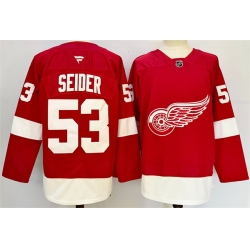 Men Detroit Red Wings 53 Moritz Seider Red 2024 25 Home Stitched Jersey