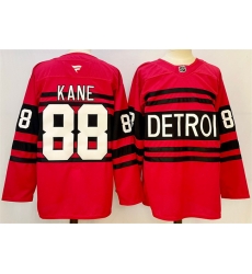 Men Detroit Red Wings 88 Patrick Kane Red 2024 25 Reverse Retro Stitched Jersey