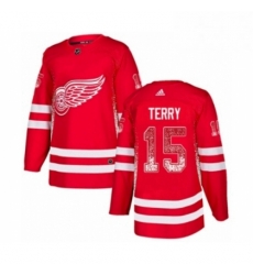 Mens Adidas Detroit Red Wings 15 Chris Terry Authentic Red Drift Fashion NHL Jersey 