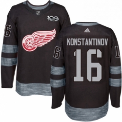 Mens Adidas Detroit Red Wings 16 Vladimir Konstantinov Authentic Black 1917 2017 100th Anniversary NHL Jersey 