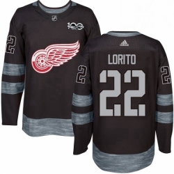 Mens Adidas Detroit Red Wings 22 Matthew Lorito Authentic Black 1917 2017 100th Anniversary NHL Jersey 