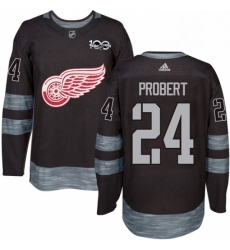 Mens Adidas Detroit Red Wings 24 Bob Probert Authentic Black 1917 2017 100th Anniversary NHL Jersey 