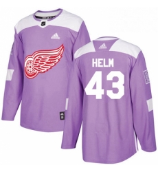 Mens Adidas Detroit Red Wings 43 Darren Helm Authentic Purple Fights Cancer Practice NHL Jersey 