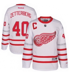 Mens Detroit Red Wings Henrik Zetterberg Reebok White 2017 Centennial Classic Premier Player Jersey