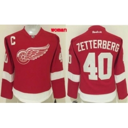 Red Wings #40 Henrik Zetterberg Red Womens Home Stitched NHL Jersey