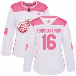 Womens Adidas Detroit Red Wings 16 Vladimir Konstantinov Authentic WhitePink Fashion NHL Jersey 