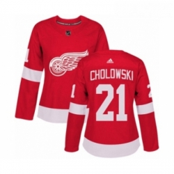 Womens Adidas Detroit Red Wings 21 Dennis Cholowski Premier Red Home NHL Jersey 