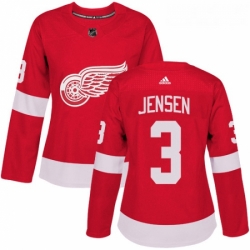 Womens Adidas Detroit Red Wings 3 Nick Jensen Authentic Red Home NHL Jersey 