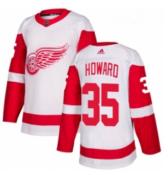 Womens Adidas Detroit Red Wings 35 Jimmy Howard Authentic White Away NHL Jersey 