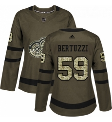 Womens Adidas Detroit Red Wings 59 Tyler Bertuzzi Authentic Green Salute to Service NHL Jersey 